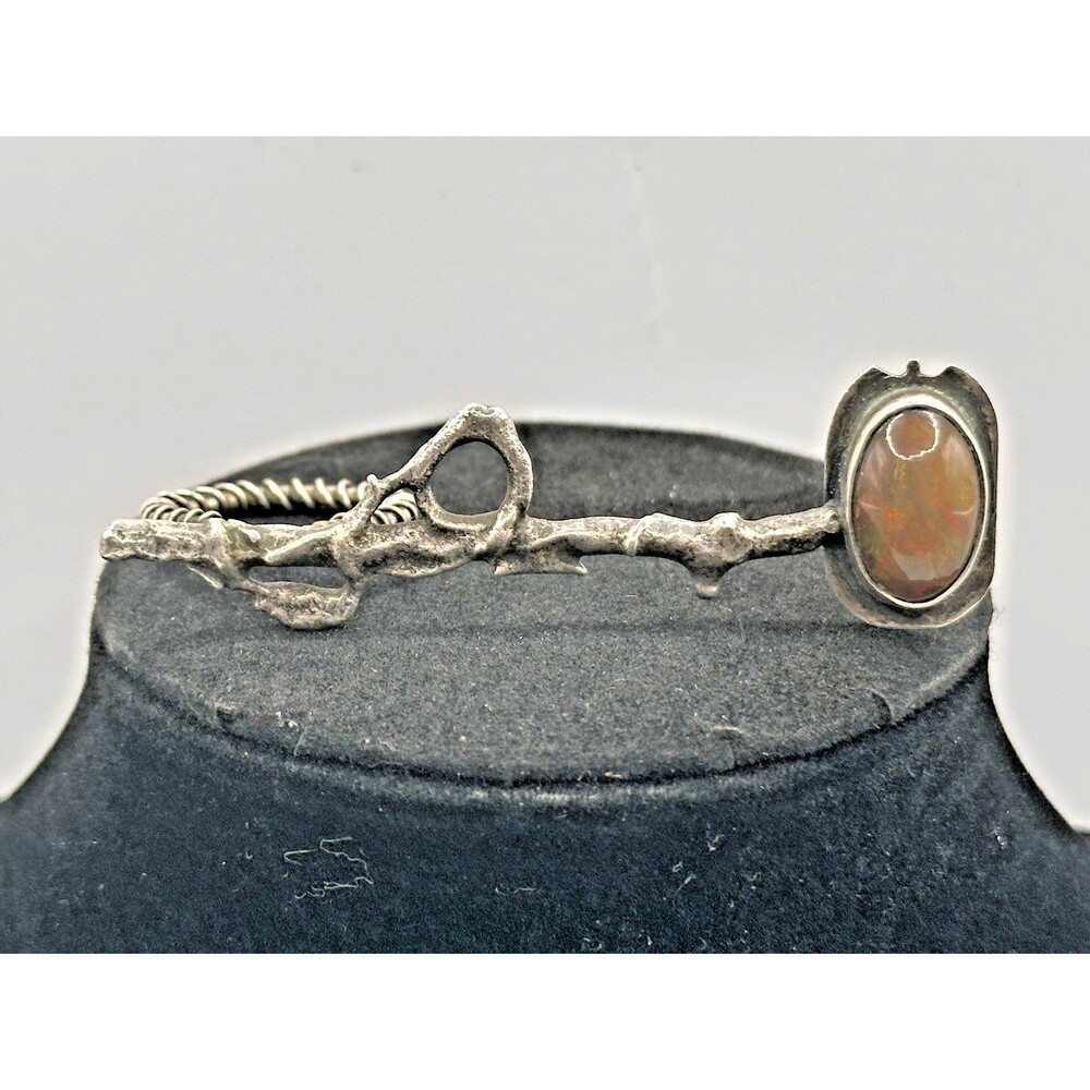 Artisan Handmade Womens Bar Ring 6 Sterling Silver Ethiopian Opal Unique